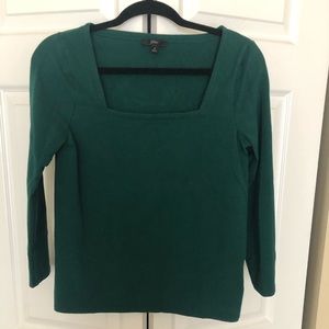 JCrew Green Square Neck Top